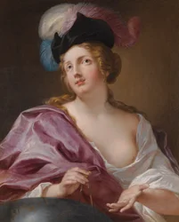 Weibliche Astronomin mit einem Globus und einem Paar Zirkel